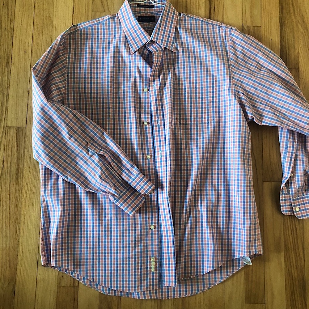 Men’s lands end button down check plaid no iron